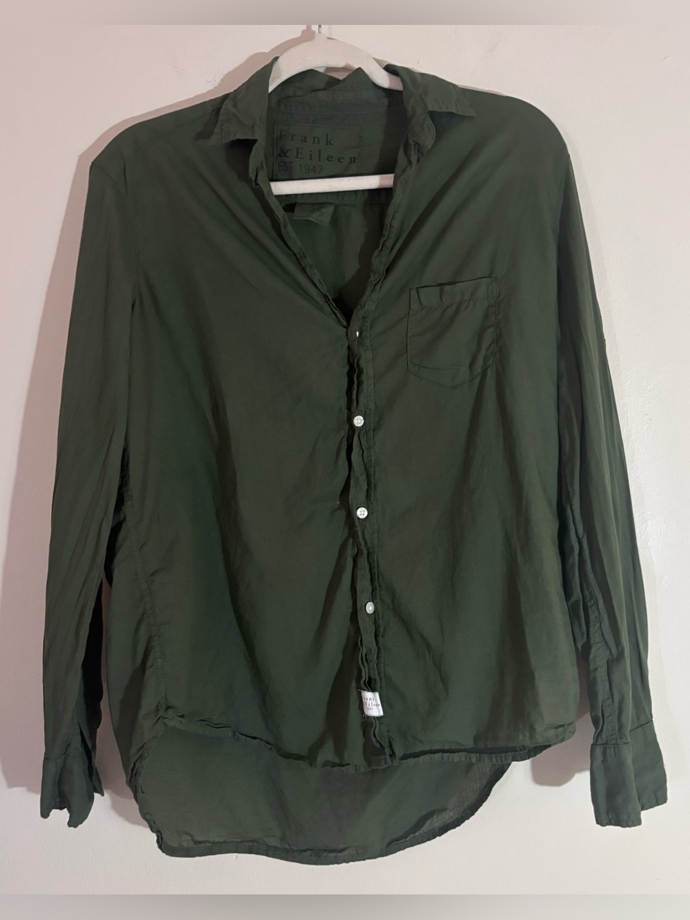 Frank & Eileen Eileen Button Down Shirt Green Cotton XS